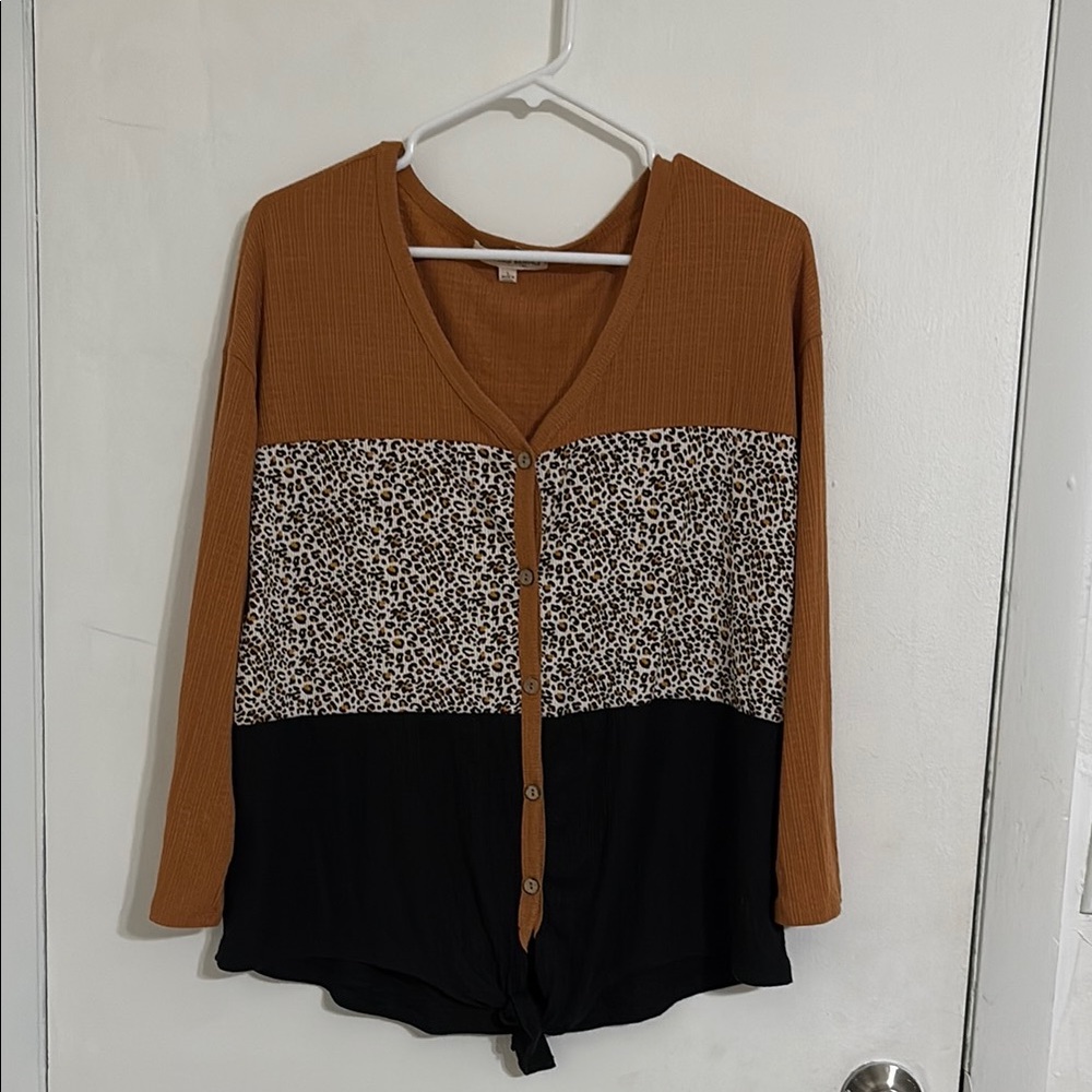 Women's Button-Up Colorblock Top